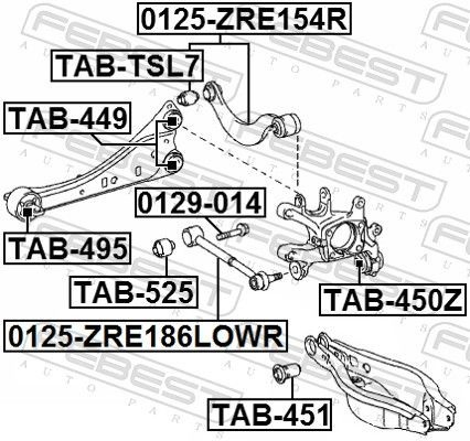 Купити 0125ZRE154R Febest Важіль задньої підвіски верхній, лівий/правий