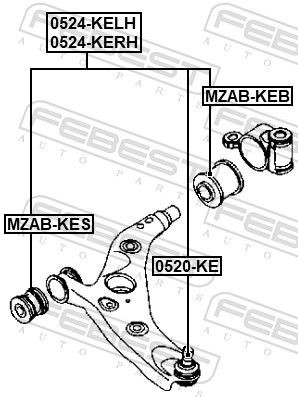Важіль передній лівий Febest 0524KELH ціна, від 57.15 USD