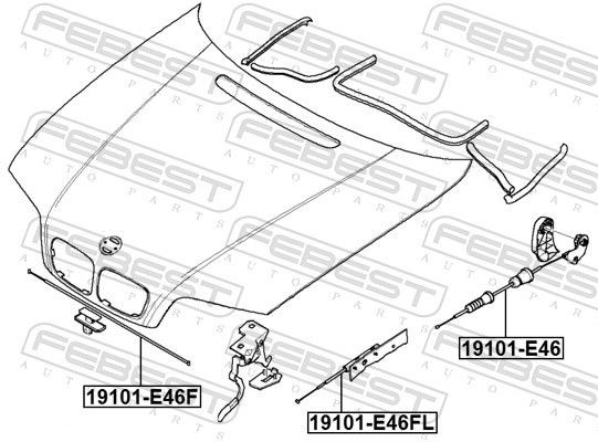 Трос замка капота на BMW 3  E46