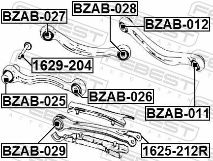 Сайлентблок заднього важеля Febest BZAB028 ціна, від 7.26 USD