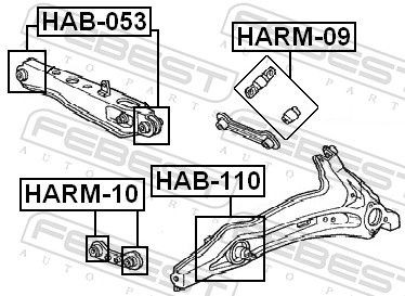 Сайлентблок заднього поперечного важеля Febest HAB053 ціна, від 5.44 USD