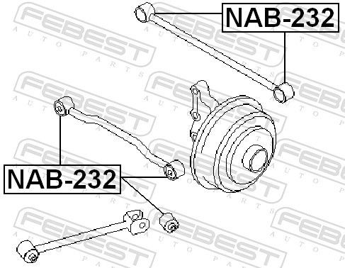 Сайлентблок заднього поперечного важеля Febest NAB232 ціна, від 3.31 USD