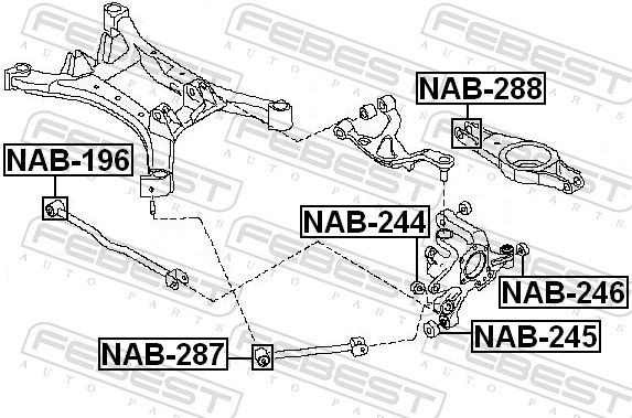 Сайлентблок заднього нижнього важеля Febest NAB288 ціна, від 6.20 USD