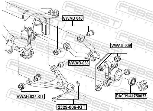 Сайлентблок заднього важеля Febest VWAB040 ціна, від 8.29 USD