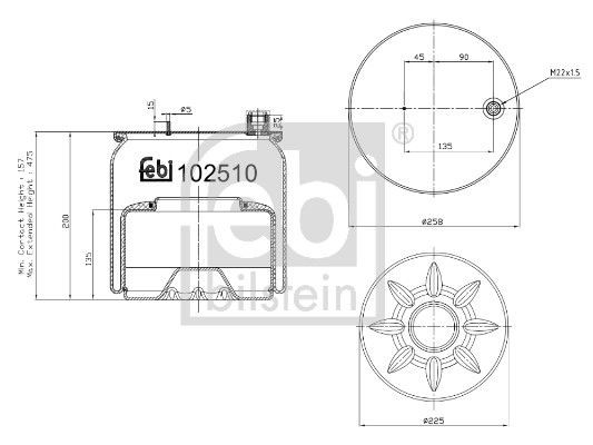 Пневмоподушка/Пневморессора моста Febi 102510 ціна, від 148.96 USD