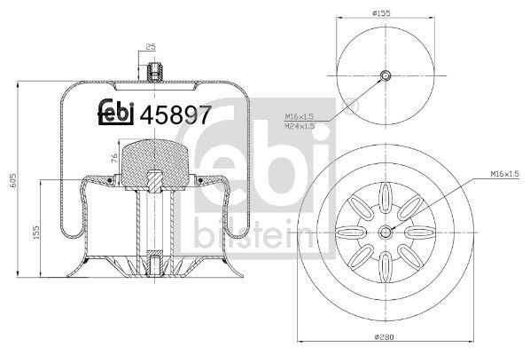 Пневмоподушка/Пневморессора моста Febi 45897 ціна, від 132.10 USD