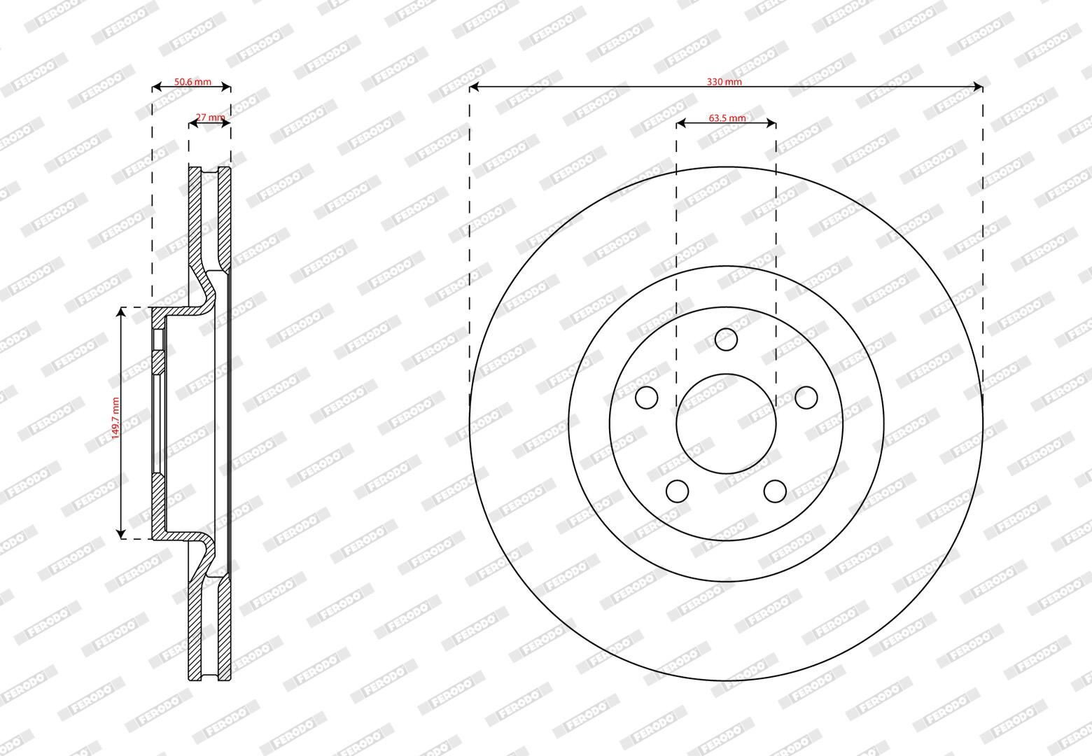 Диск переднього гальма Ferodo DDF3111C ціна, від 82.55 USD