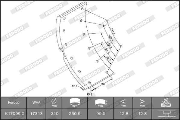 Колодки гальмові задні, барабанні Ferodo K170960F3653 ціна, від 49.23 USD