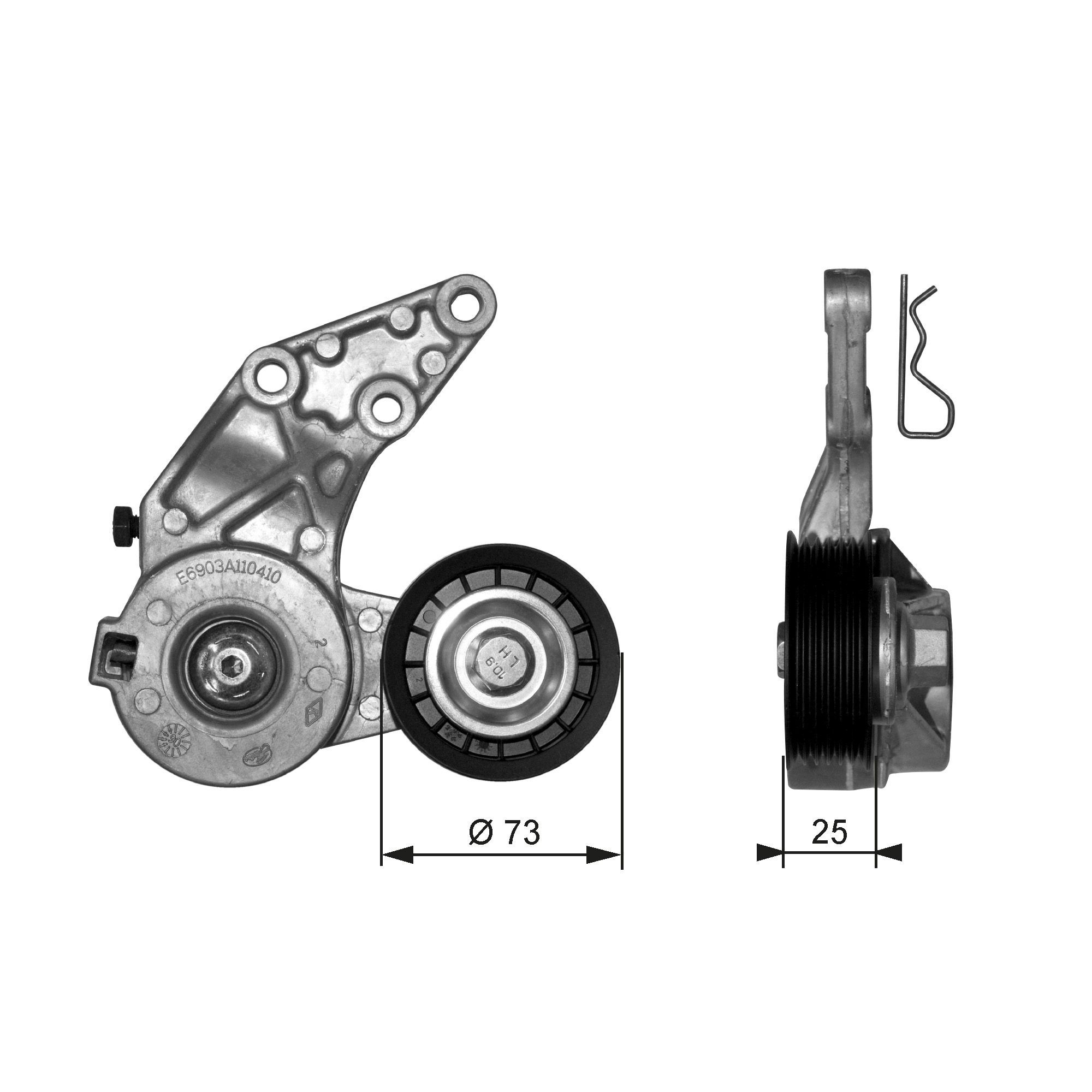 Натяжна планка поліклинового ременя на Volkswagen Multivan T5 7HM, 7HN, 7HF, 7EF, 7EM, 7EN