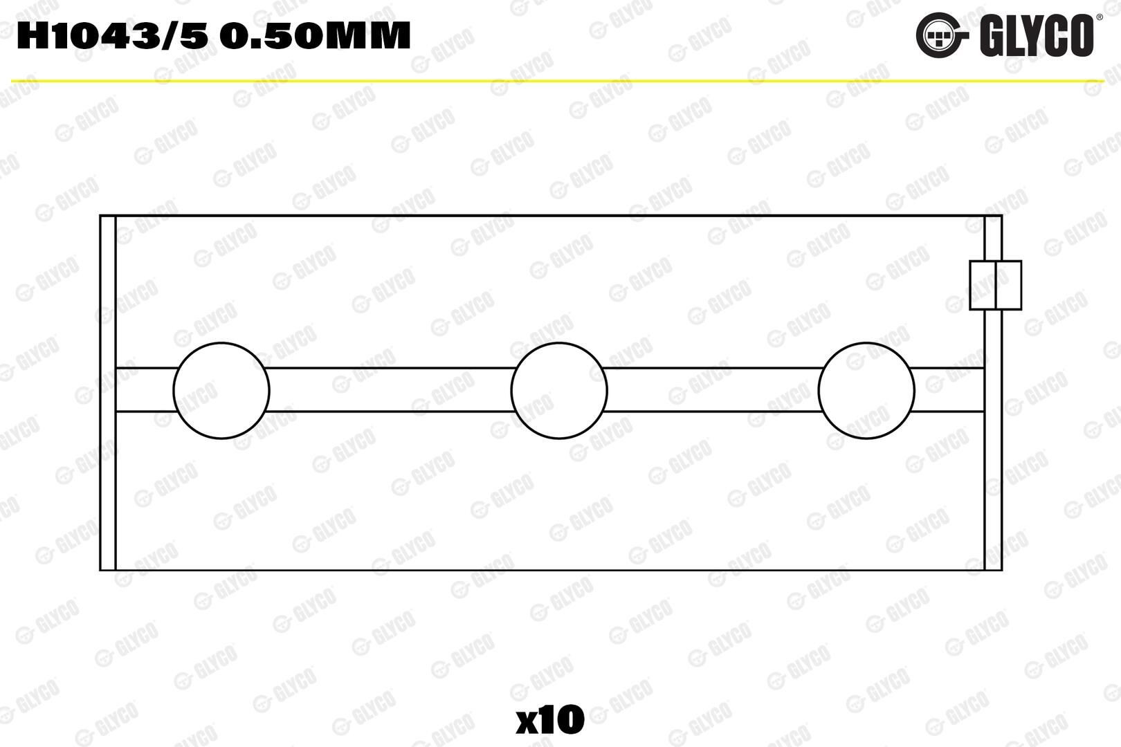H10435050 Glyco Вкладиші коленвала, корінні, комплект, 2-й ремонт (+0,50)
