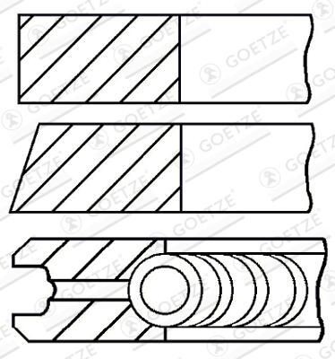 Кільця поршневі на 1 циліндр, STD. 0830670000 Federal Mogul