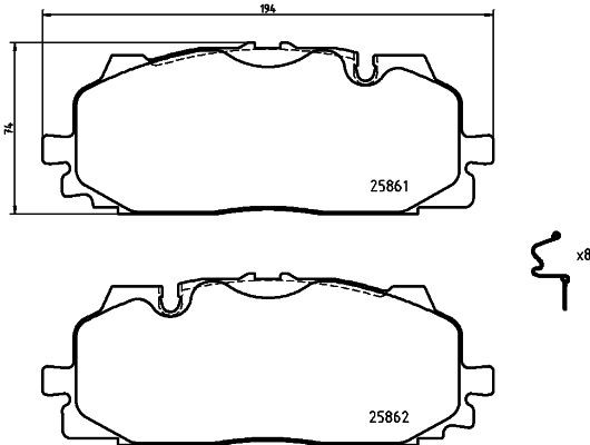 8DB355021641 HELLA Передні гальмівні колодки