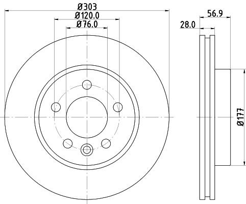 Диск переднього гальма HELLA 8DD355129211 ціна, від 51.74 USD