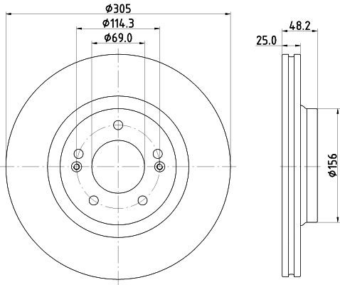 Диск переднього гальма HELLA 8DD355134391 ціна, від 62.50 USD