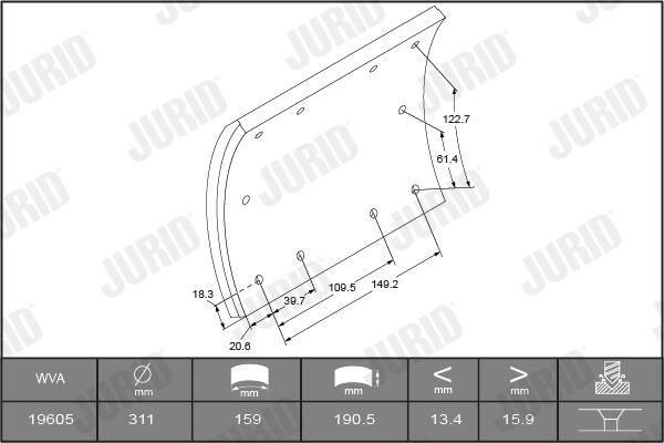 RL203500A8 Fomar Roulunds Накладка гальмівна задня (TRUCK)