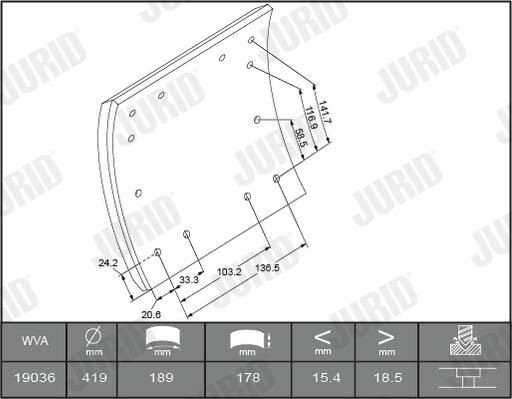 Накладка гальмівна задня (TRUCK) Jurid/Bendix 1903601232 ціна, від 50.29 USD