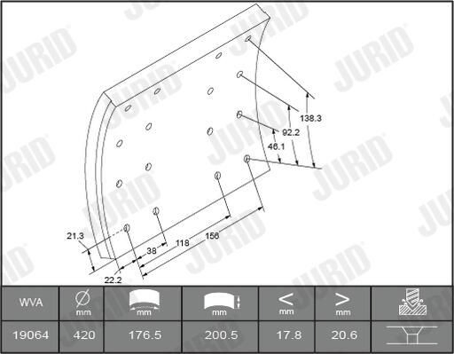 Купити 1906301070 Jurid/Bendix Накладка гальмівна передня (TRUCK)