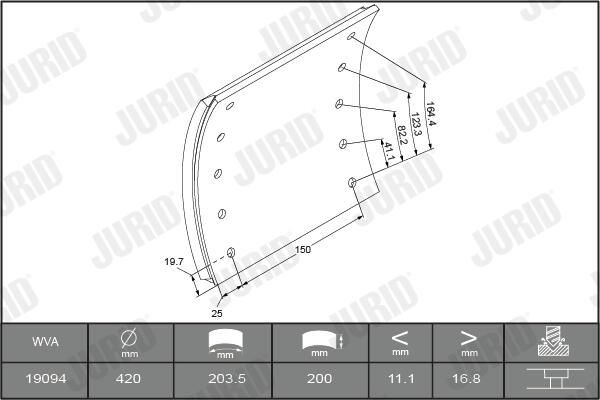 Накладка гальмівна задня (TRUCK) Jurid/Bendix 1909401070 ціна, від 56.50 USD