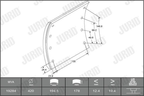 Купити 1928301070 Jurid/Bendix Накладка гальмівна задня (TRUCK)