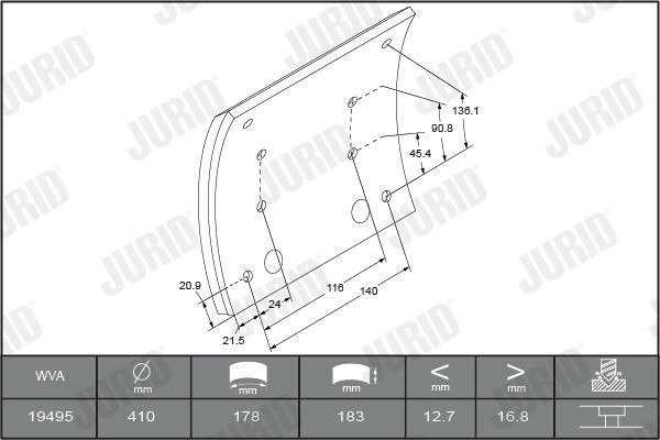 Накладка гальмівна передня (TRUCK) Jurid/Bendix 1949501070 ціна, від 43.25 USD