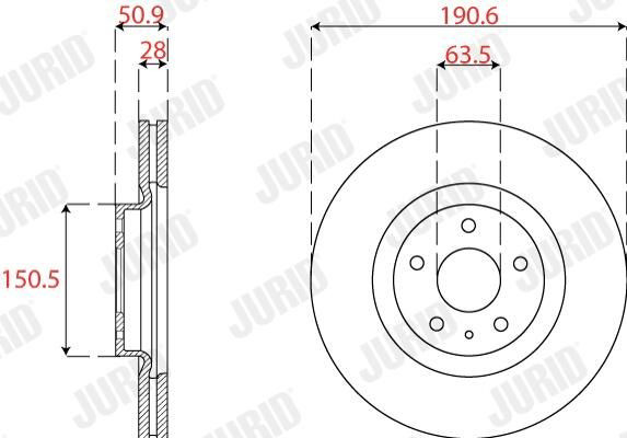 Диск переднього гальма Jurid/Bendix 563278JC ціна, від 74.74 USD