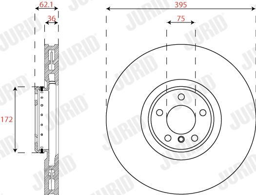 Диск переднього гальма Jurid/Bendix 563281JVC1 ціна, від 301.78 USD