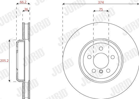 Диск переднього гальма Jurid/Bendix 563284JC1 ціна, від 142.48 USD