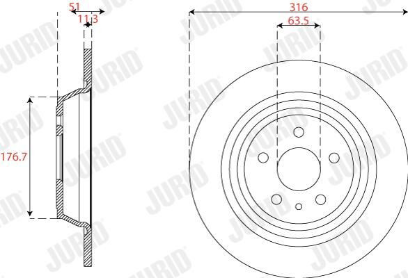 Задні дискові гальма Jurid/Bendix 563301JC ціна, від 47.26 USD