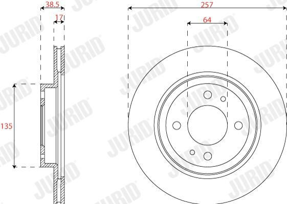 Диск переднього гальма Jurid/Bendix 563312JC ціна, від 33.52 USD