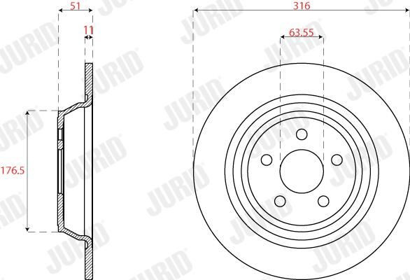 Купити 563318JC Jurid/Bendix Диск заднього гальма