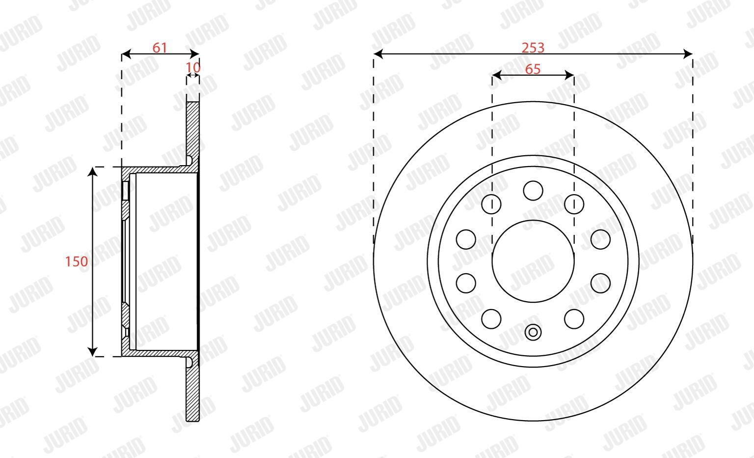 Задні дискові гальма Jurid/Bendix 563593JC ціна, від 46.44 USD