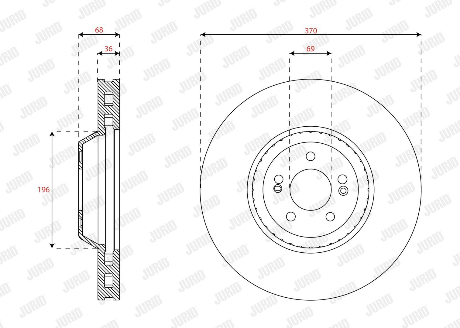 Диск переднього гальма Jurid/Bendix 563617JC1 ціна, від 125.60 USD