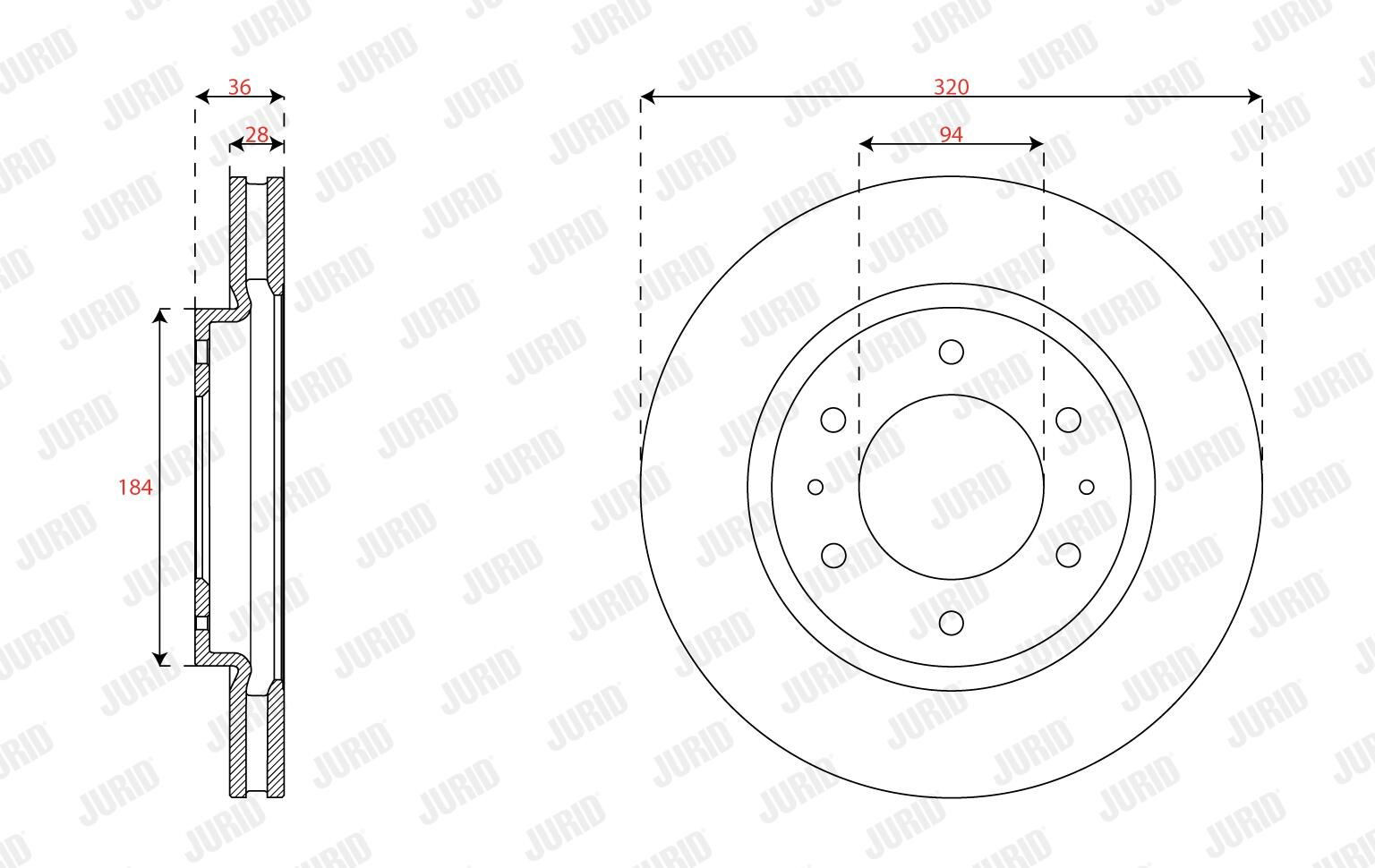 Диск переднього гальма Jurid/Bendix 563621JC ціна, від 84.59 USD