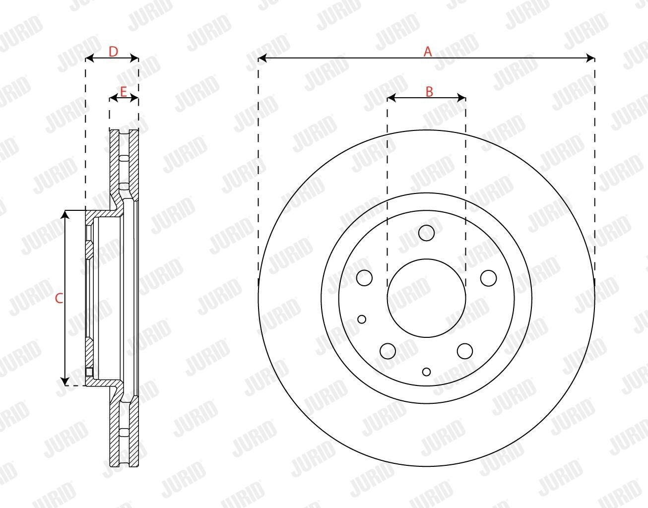 Диск переднього гальма Jurid/Bendix 563678JC ціна, від 55.88 USD