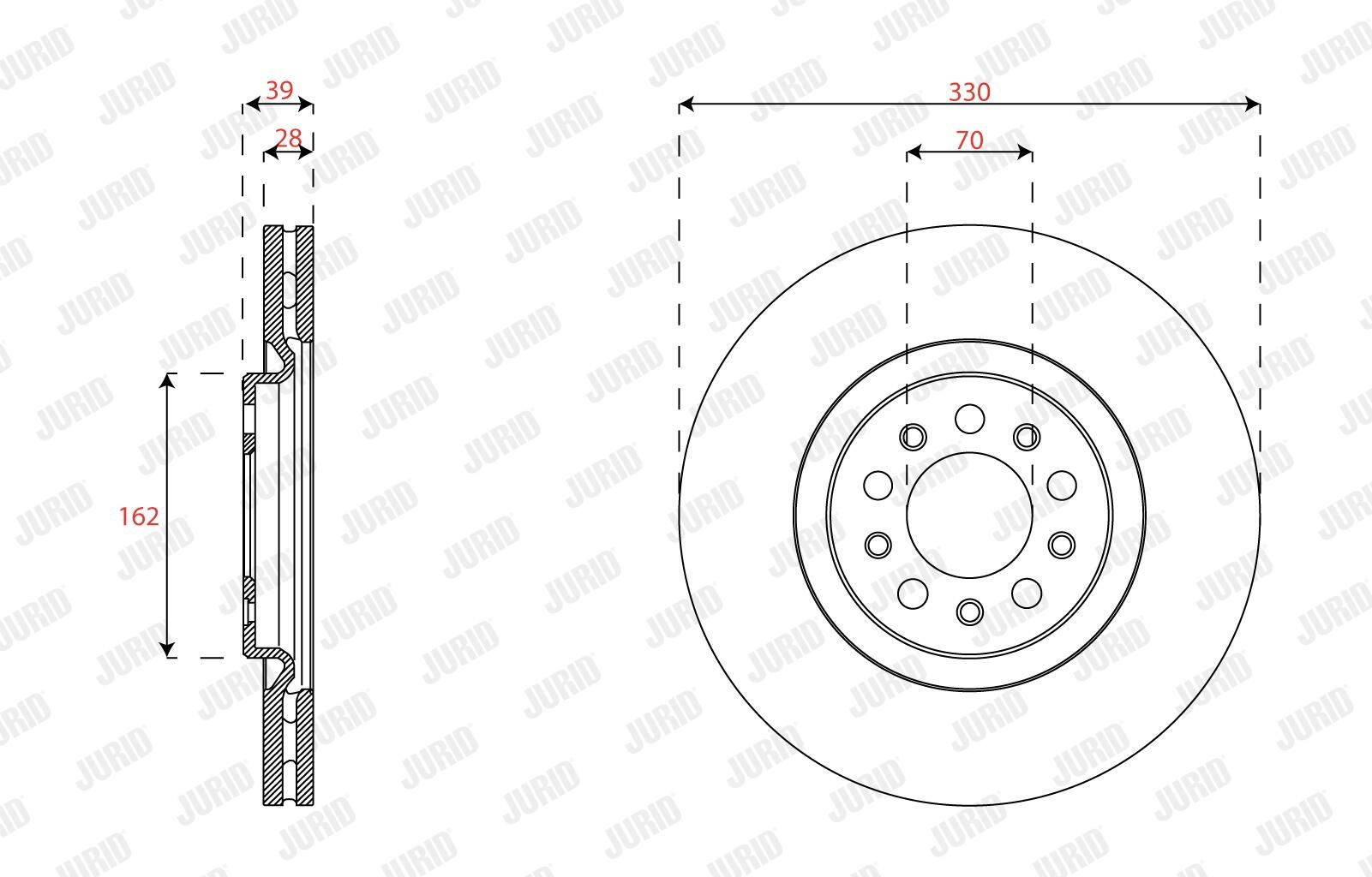 Диск переднього гальма Jurid/Bendix 563683JC1 ціна, від 105.61 USD
