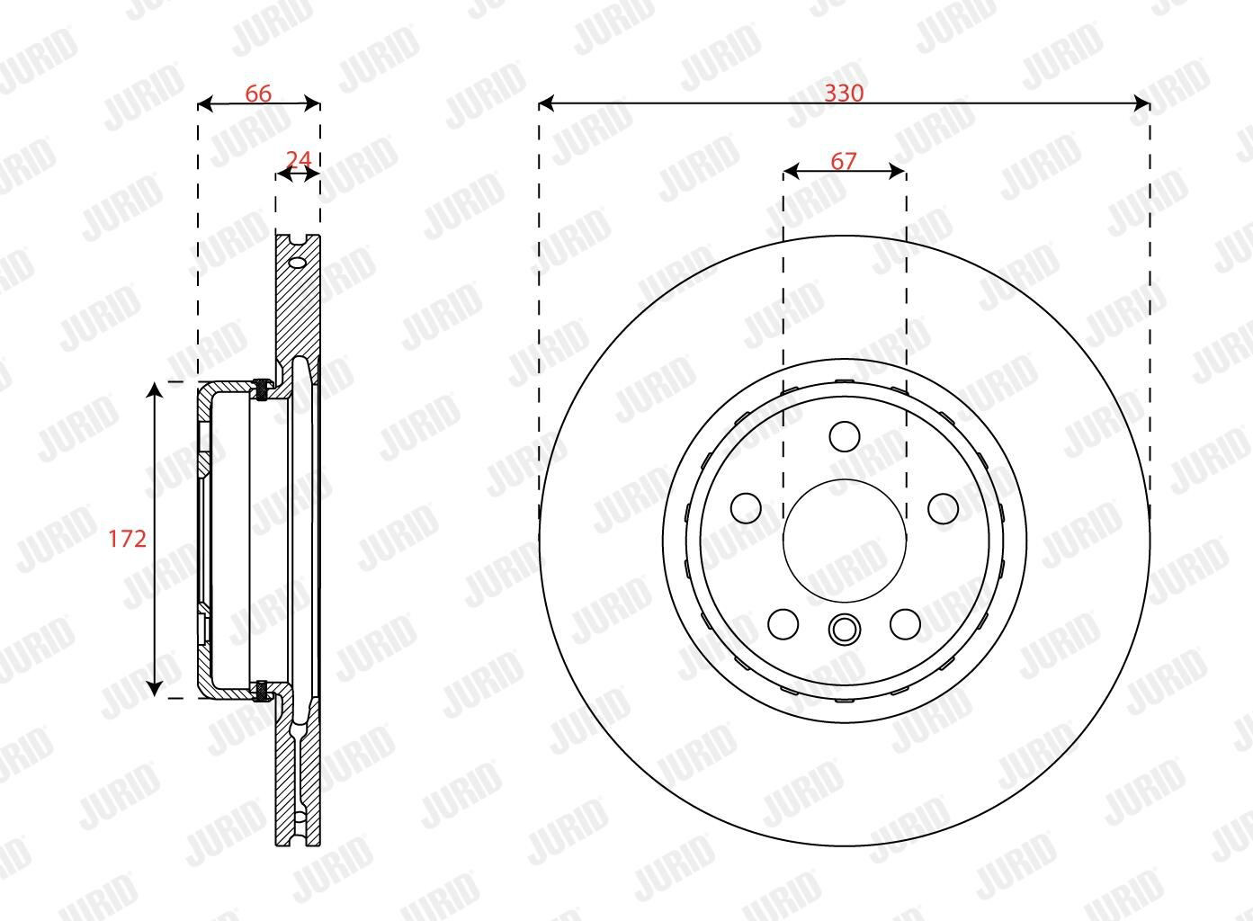 Диск переднього гальма Jurid/Bendix 563693JVC1 ціна, від 59.12 USD