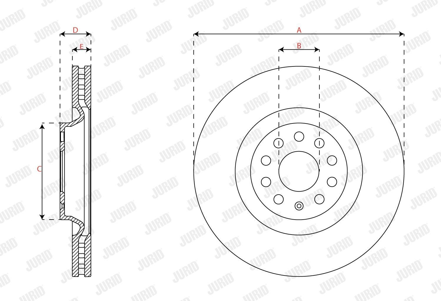 Диск переднього гальма Jurid/Bendix 563706JC1 ціна, від 33.82 USD