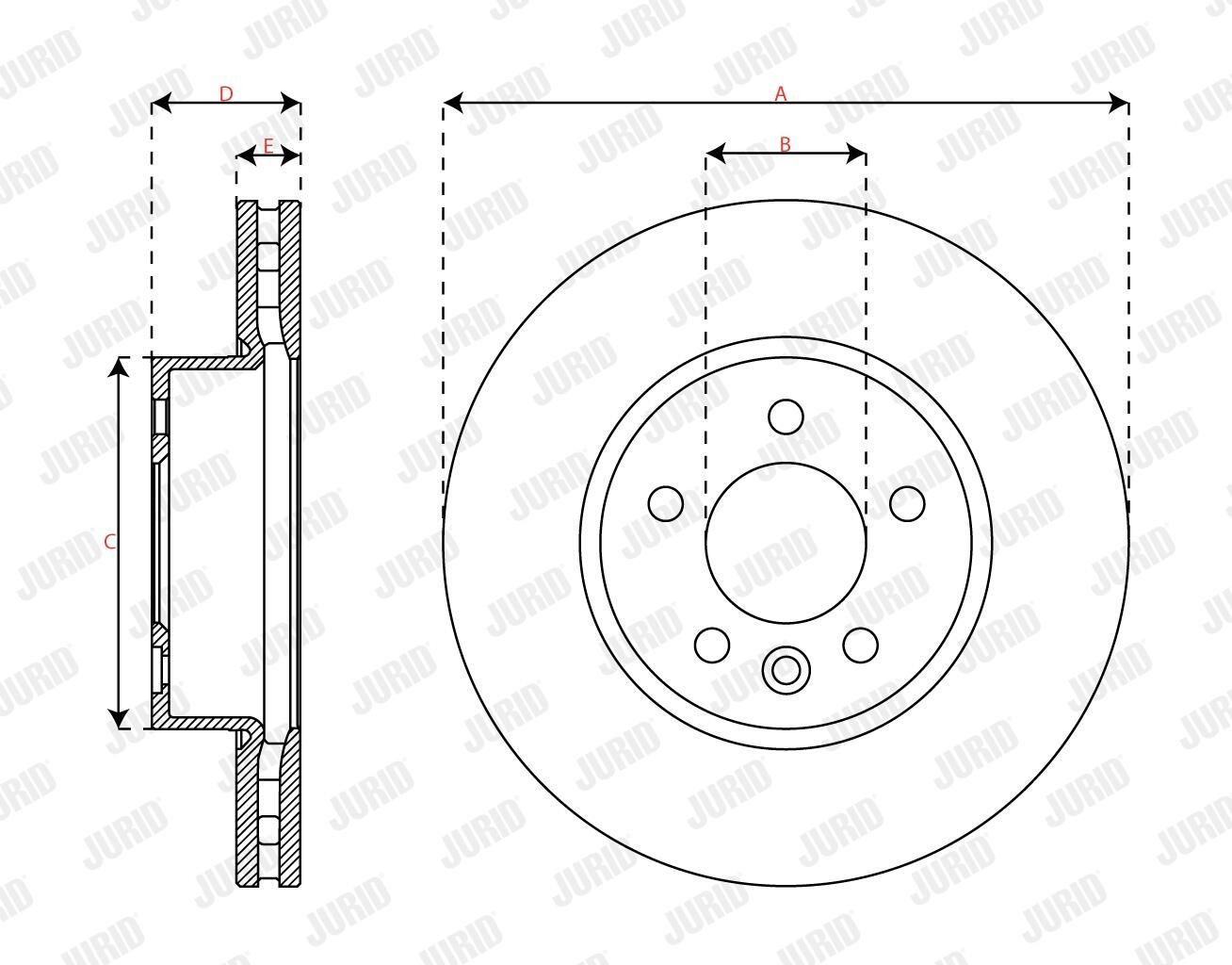 Диск переднього гальма Jurid/Bendix 563749JC1 ціна, від 78.73 USD
