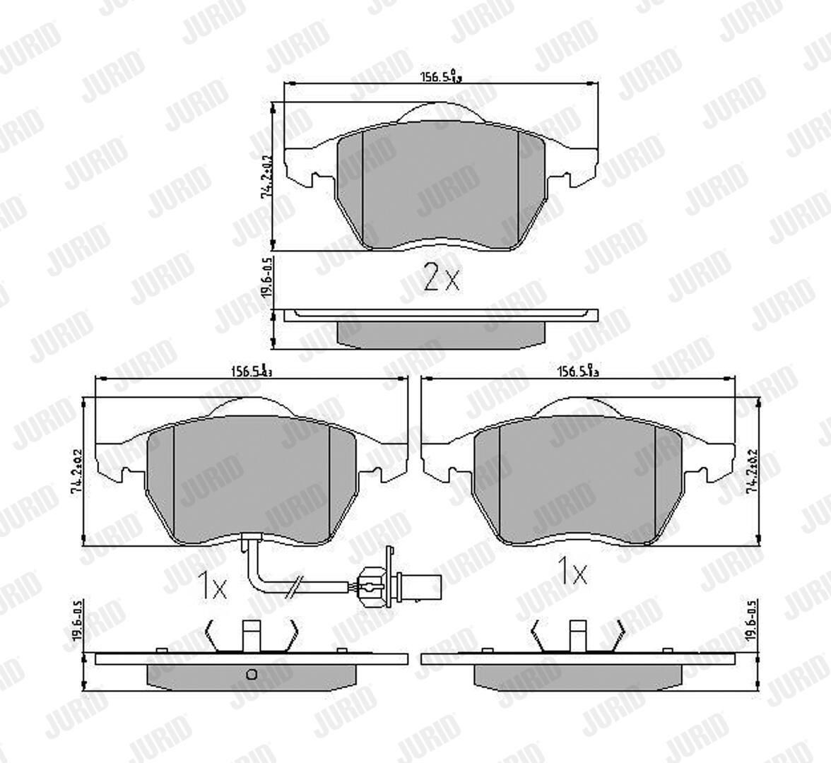 Передні тормозні колодки 573022J Jurid/Bendix