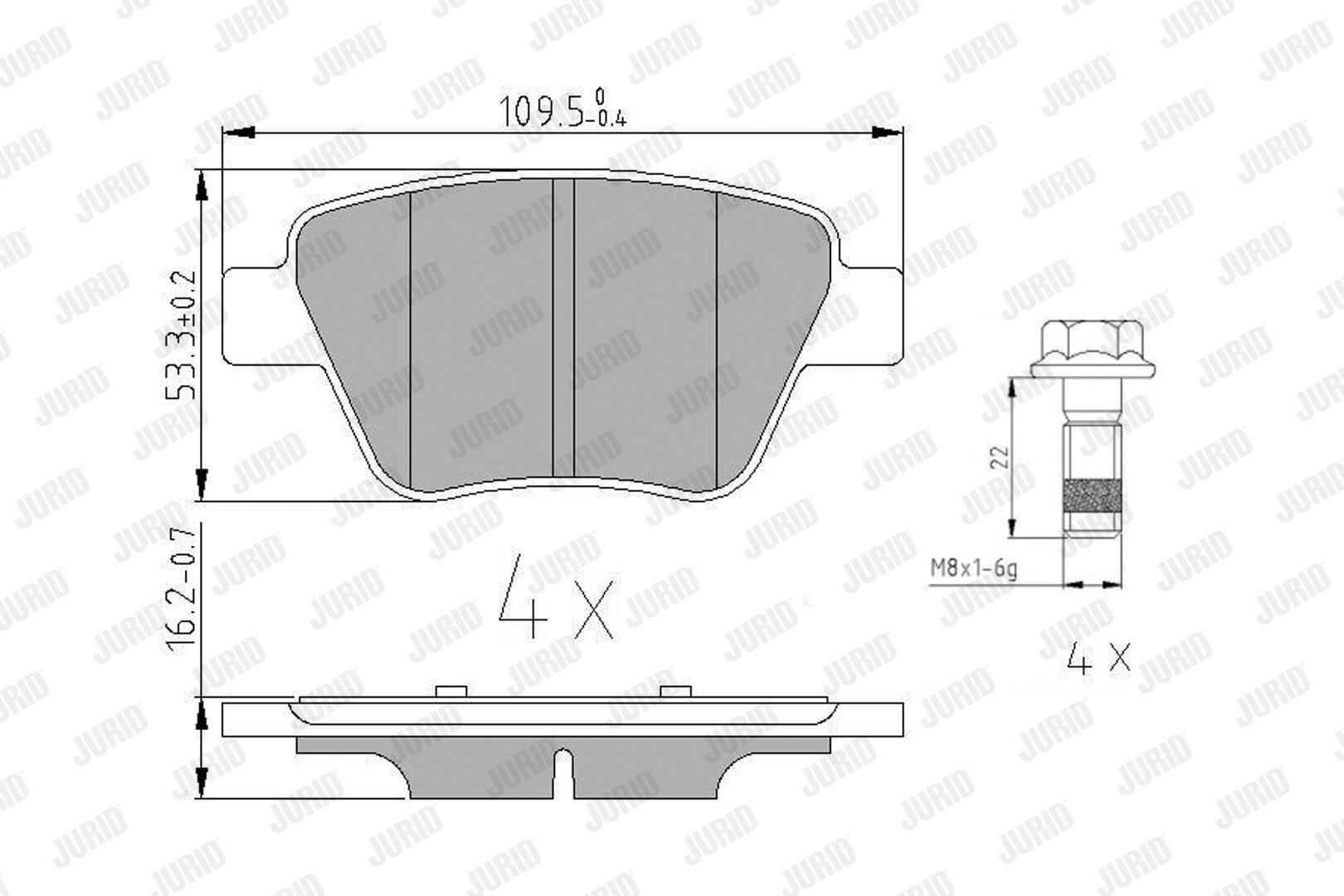 Задні гальмівні колодки Jurid/Bendix 573312J ціна, від 34.11 USD