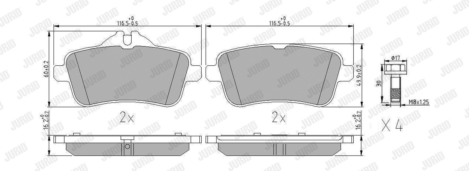 Задні гальмівні колодки Jurid/Bendix 573466J ціна, від 32.18 USD