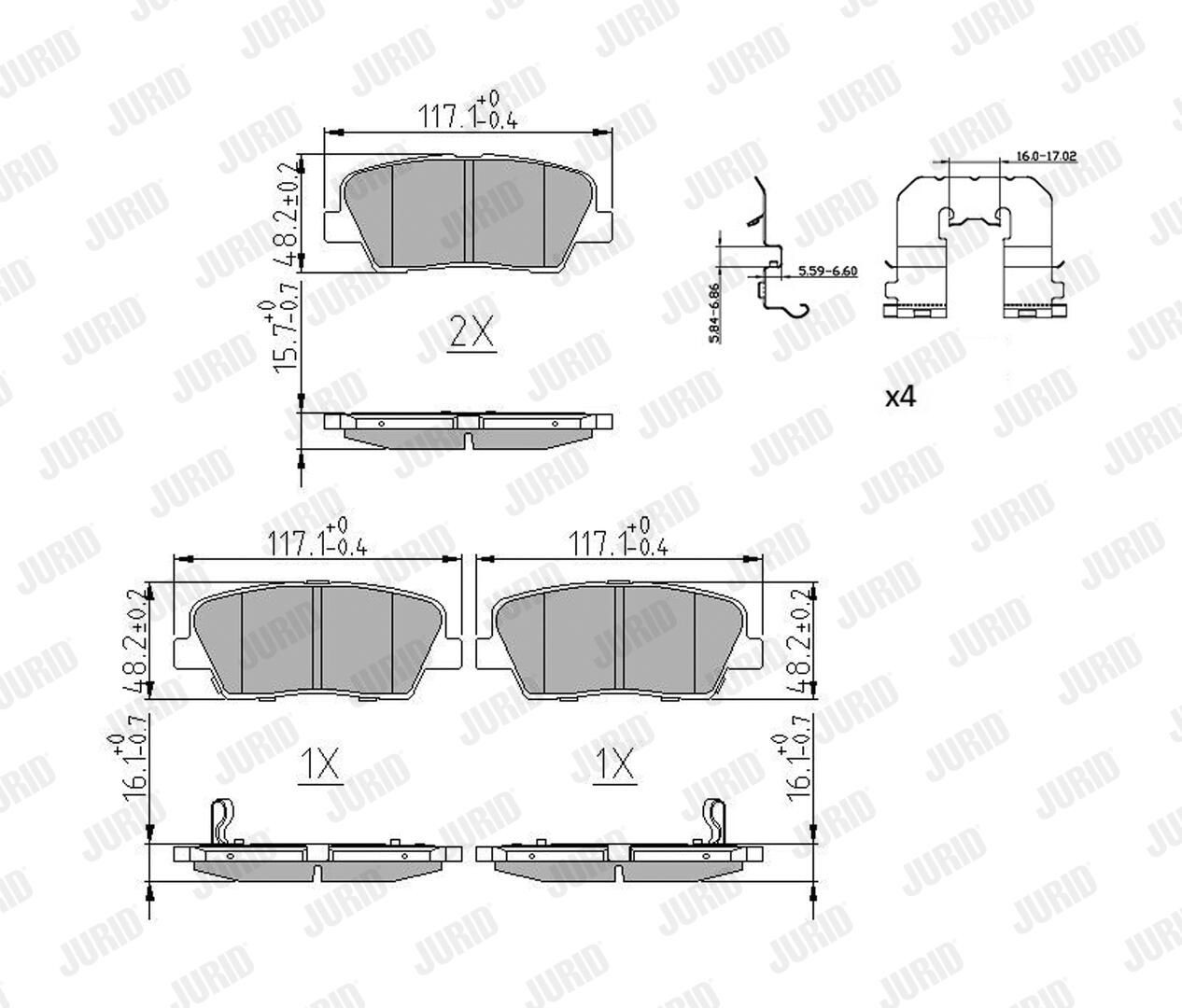 Задні гальмівні колодки Jurid/Bendix 573974J ціна, від 22.96 USD