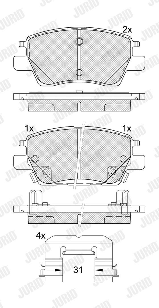 Передні тормозні колодки 574140J Jurid/Bendix