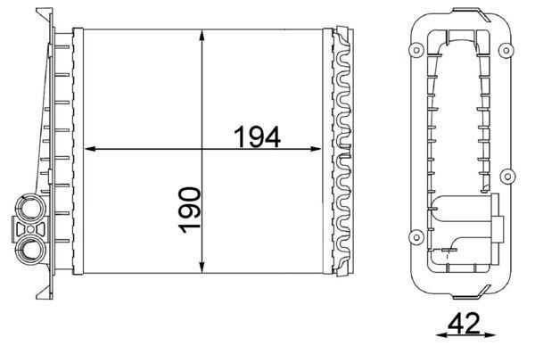AH106000S Mahle Original Радіатор опалювача салону