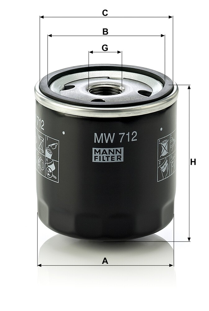 Масляний фільтр двигуна Mann-Filter MW712 ціна, від 12.04 USD