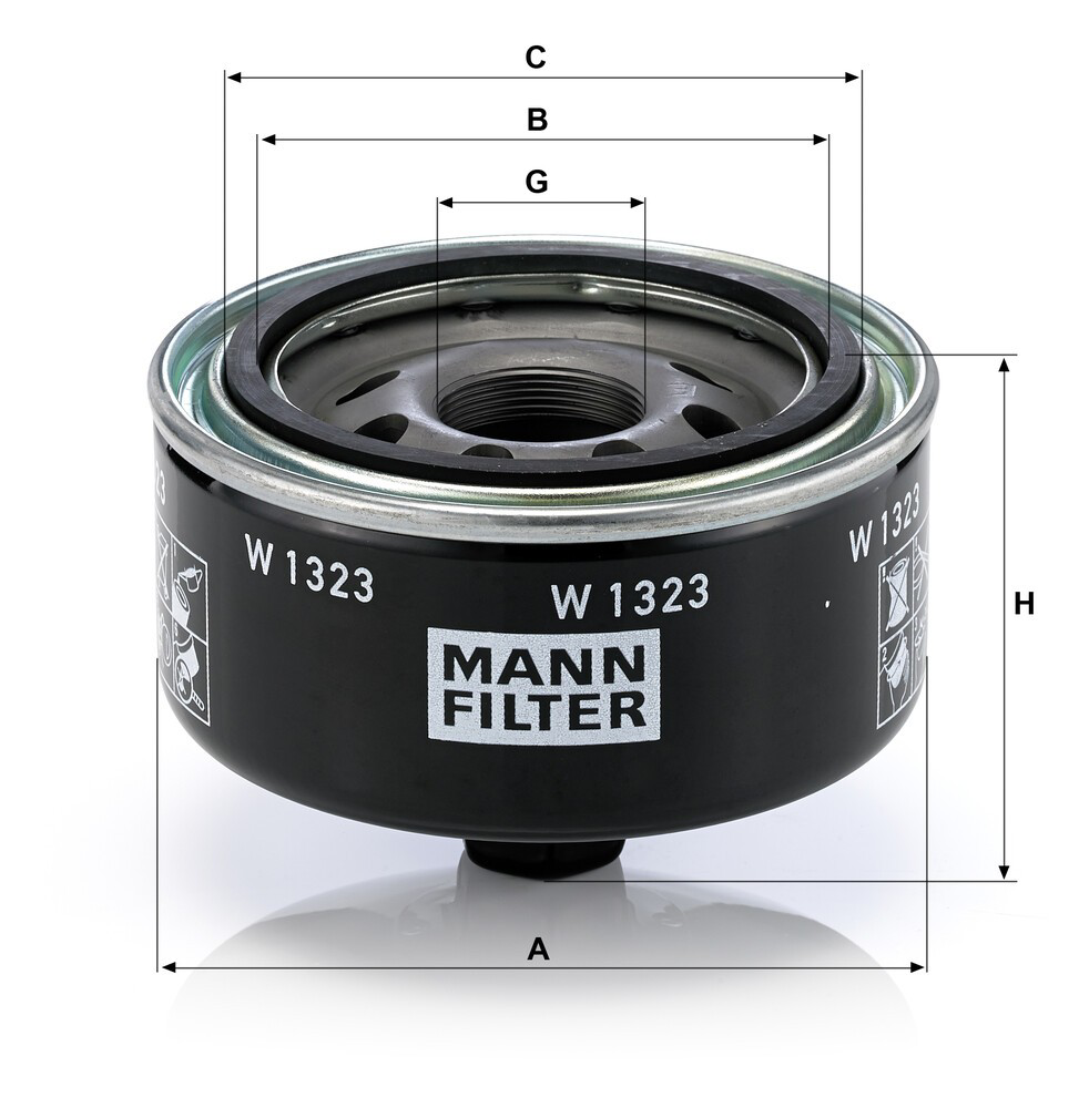 Масляний фільтр двигуна Mann-Filter W1323 ціна, від 31.39 USD
