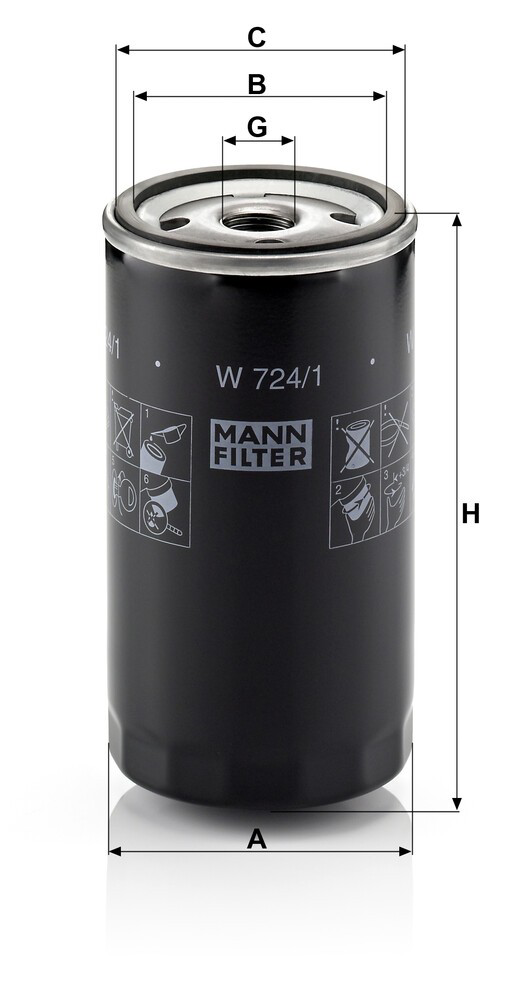 Масляний фільтр двигуна Mann-Filter W7241 ціна, від 5.90 USD