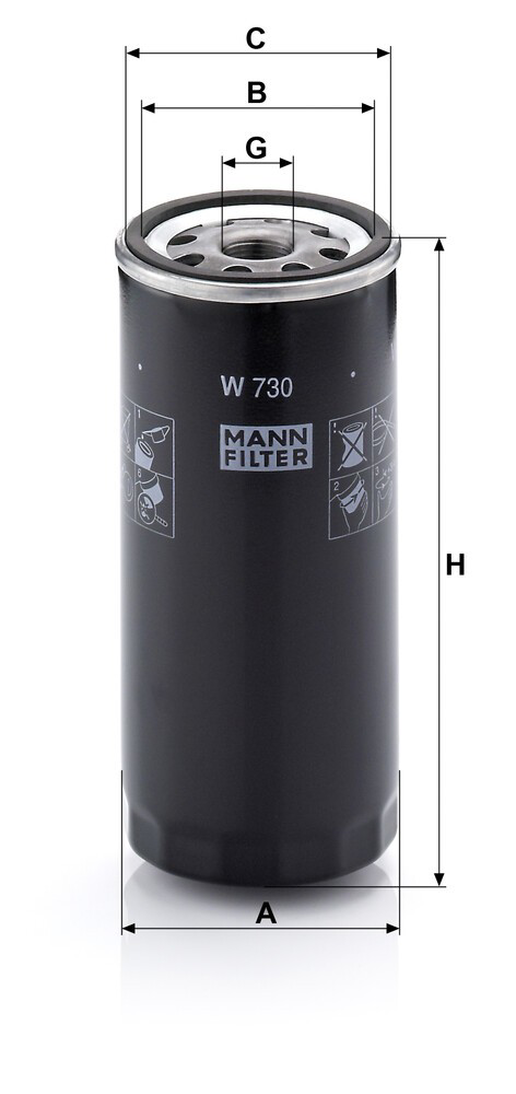 Масляний фільтр двигуна Mann-Filter W730 ціна, від 12.67 USD
