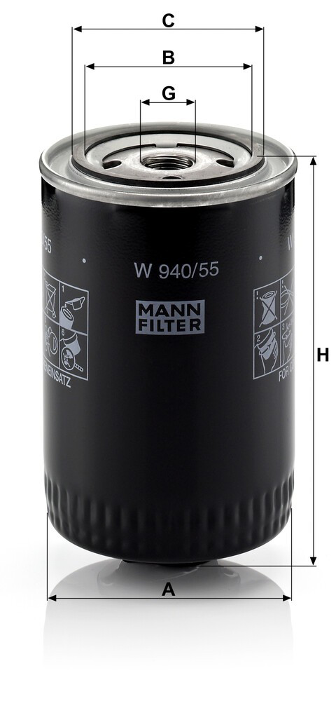 W94055 Mann-Filter Фільтр масла