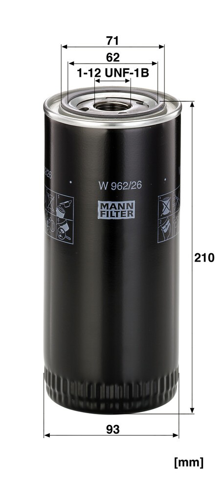 Масляний фільтр двигуна Mann-Filter W96226 ціна, від 14.28 USD
